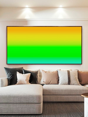 Quadro abstrato degradê amarelo verde canvas moldura 100x70
