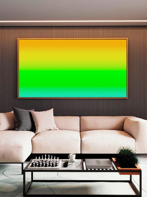 Quadro abstrato degradê amarelo verde canvas moldura 120x80