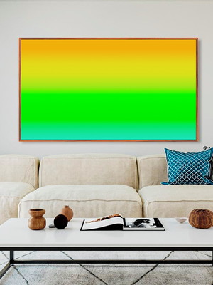Quadro abstrato degradê amarelo verde canvas moldura 140x90