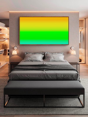 Quadro abstrato degradê amarelo verde canvas moldura 90x60