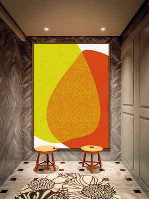 Quadro arte minimalista amarelo canvas moldura 100x150