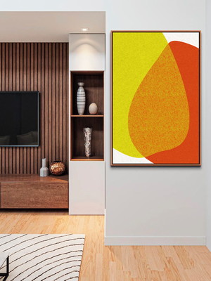 Quadro arte minimalista amarelo canvas moldura 60x90