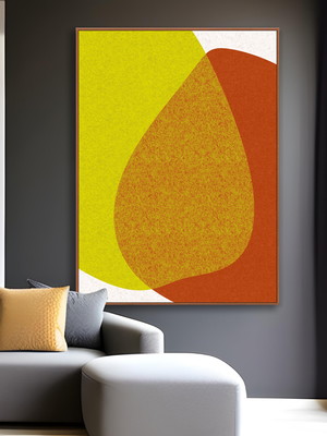 Quadro arte minimalista amarelo canvas moldura 80x120