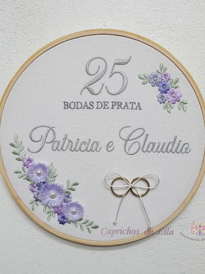 Quadro bastidor alianças bodas de prata