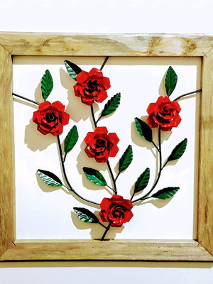 Quadro de flores em ferro artesanal
