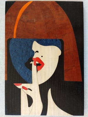 Quadro em marchetaria - mulher elegante - 01