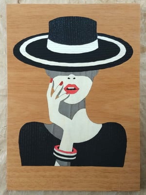 Quadro em marchetaria - mulher elegante - 05