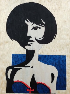 Quadro em marchetaria - mulher elegante - 06