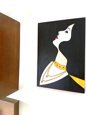 Quadro em marchetaria - mulher elegante -07