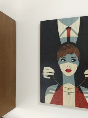 Quadro em marchetaria - mulher elegante - 08
