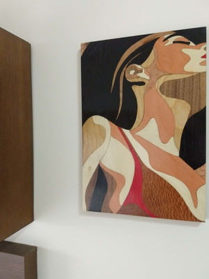 Quadro em marchetaria - mulher elegante - 09