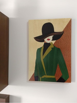 Quadro em marchetaria - mulher elegante - 11