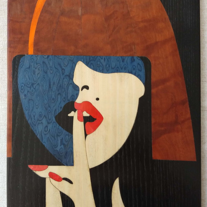 Imagem 5 - Quadro em Marchetaria - Mulher Elegante - 01