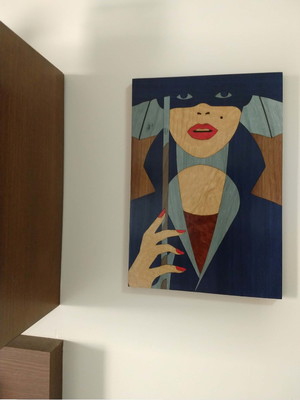 Quadro em marchetaria - mulher elegante - 12