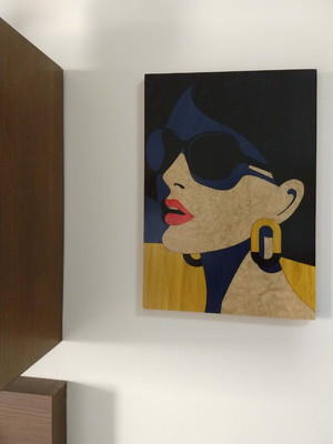 Quadro em marchetaria - mulher elegante -13