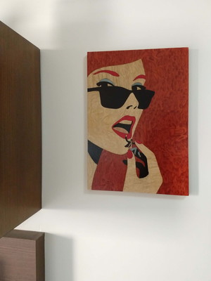 Quadro em marchetaria - mulher elegante -14