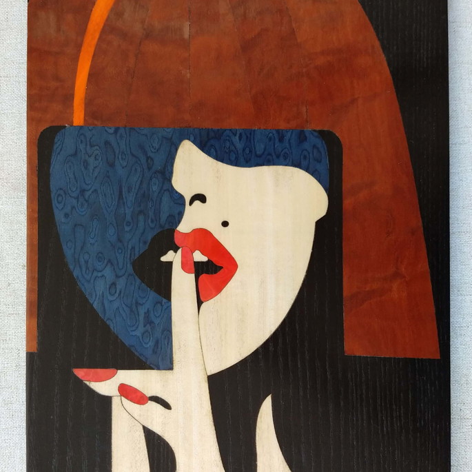 Imagem 1 - Quadro em Marchetaria - Mulher Elegante - 01