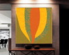Imagem 2 - Quadro Folhas Abstratas Amarelo Verde Canvas Moldura 60x60