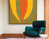 Imagem 1 - Quadro Folhas Abstratas Amarelo Verde Canvas Moldura 60x60