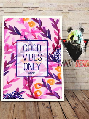 Quadro good vibes decoração frase arte