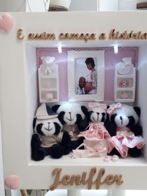 Quadro maternidade gotinhas de amor - panda