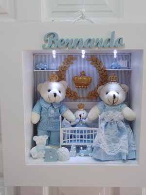 Quadro maternidade gotinhas de amor - azul e branco