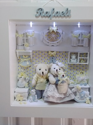 Quadro maternidade pingo de amor - amarelo e cinza