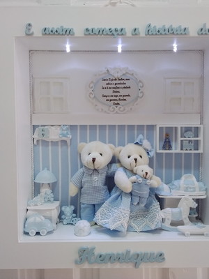 Quadro maternidade pingo de amor - azul e branco