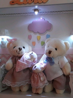 Quadro porta de maternidade familia urso