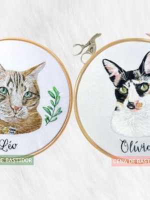 Retratos bordados de 2 pets