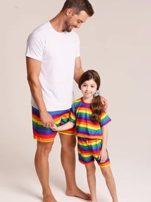 Tal pai, tal filho short masculino arco íris