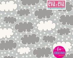 Tecido Tricoline Eva e Eva 100% Algodão Nuvem Cinza 50 cm