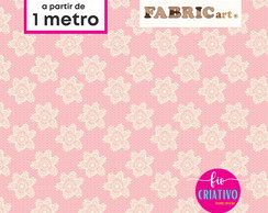 Tecido Tricoline Fabricart Flores Rendadas Rose
